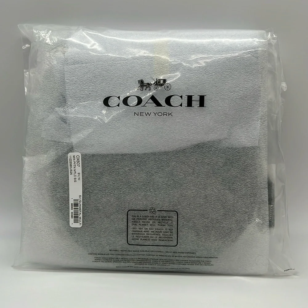 Coach Mini Payton Bag In Signature Canvas Silver Gunmetal Multi - Picture 11 of 15